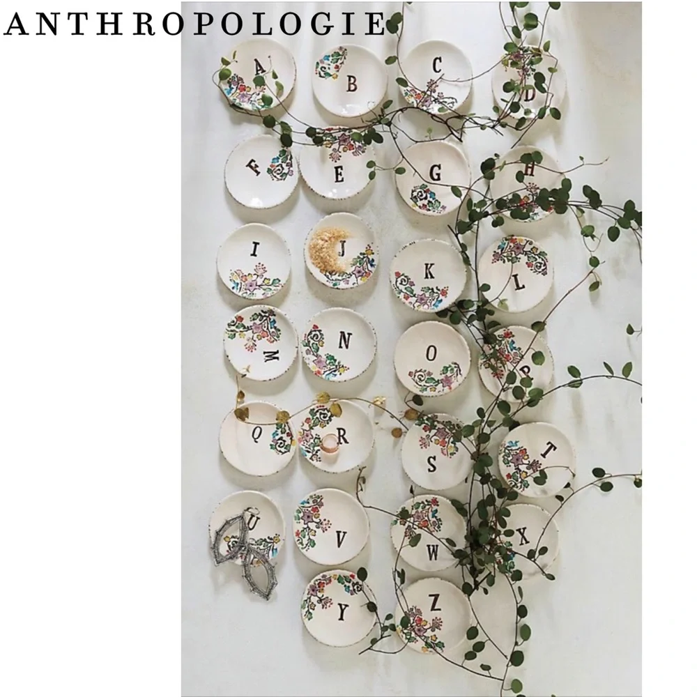 Anthropologie Monogrammed Garland Ring Dish